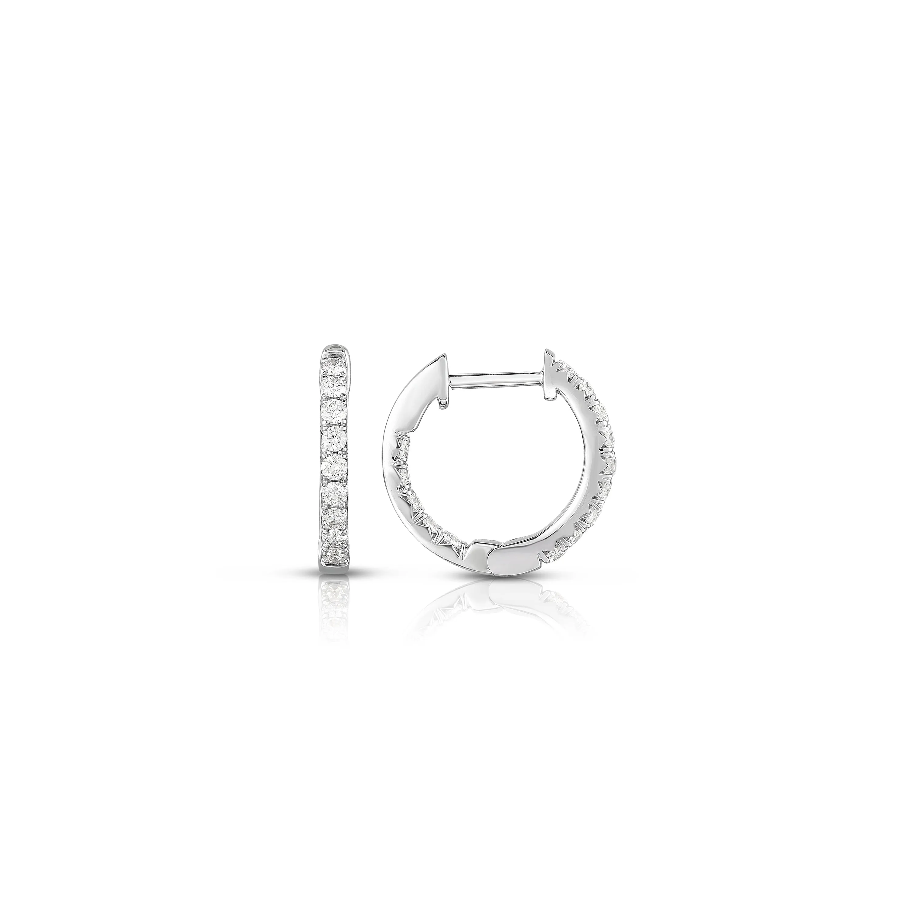 14k White Gold French Cut In/Out Hoops