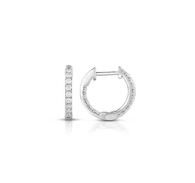 14k White Gold French Cut In/Out Hoops