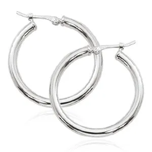 14k white gold hoop earrings