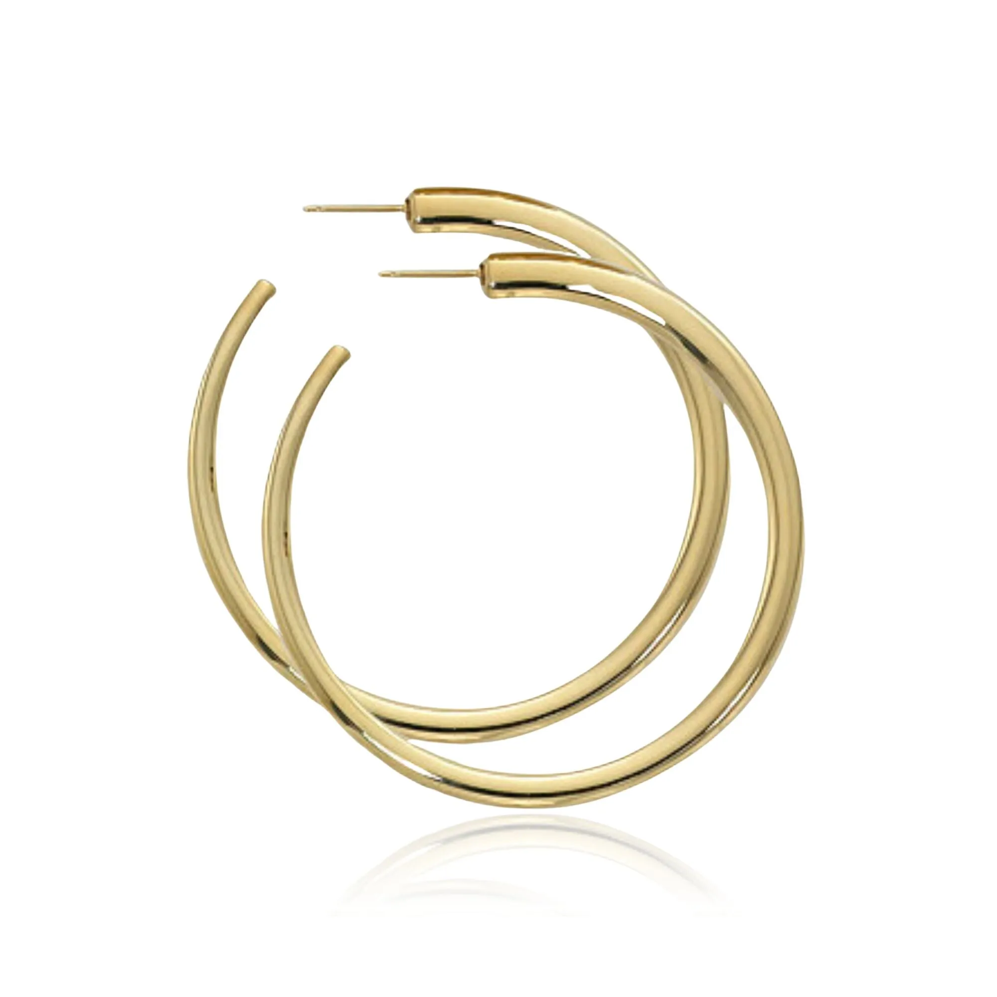 14K YELLOW GOLD LARGE HOOP EARRINGS