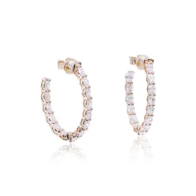 14K YELLOW GOLD OVAL DIAMOND INSIDE-OUTSIDE HOOP EARRINGS 2.65CTW