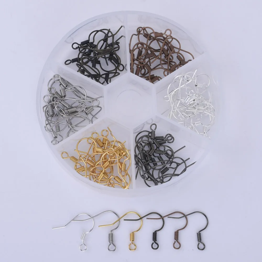 17mm 120pcs Metal Earring Hooks French Earwire with Coil earring findings with Storage Case 1 box 10244950