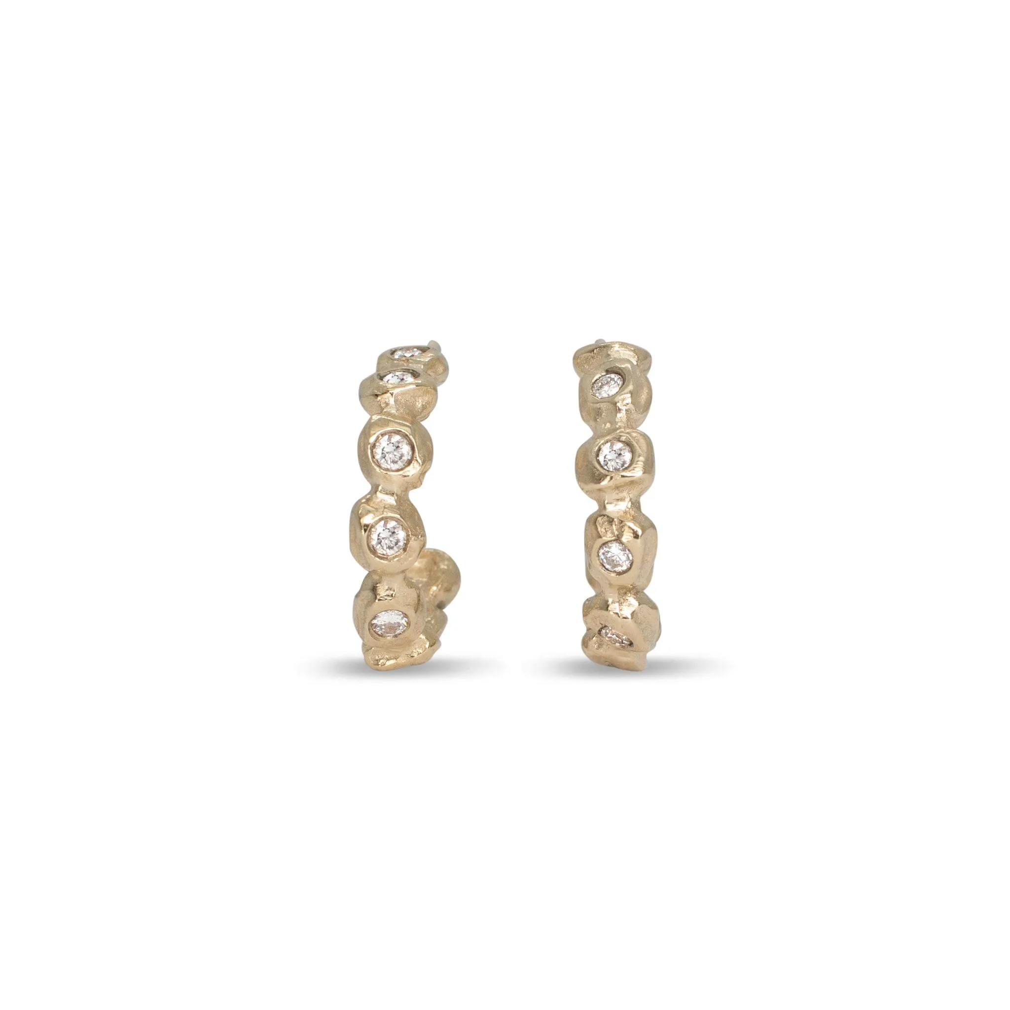 18K Diamond Dot Hoops Small