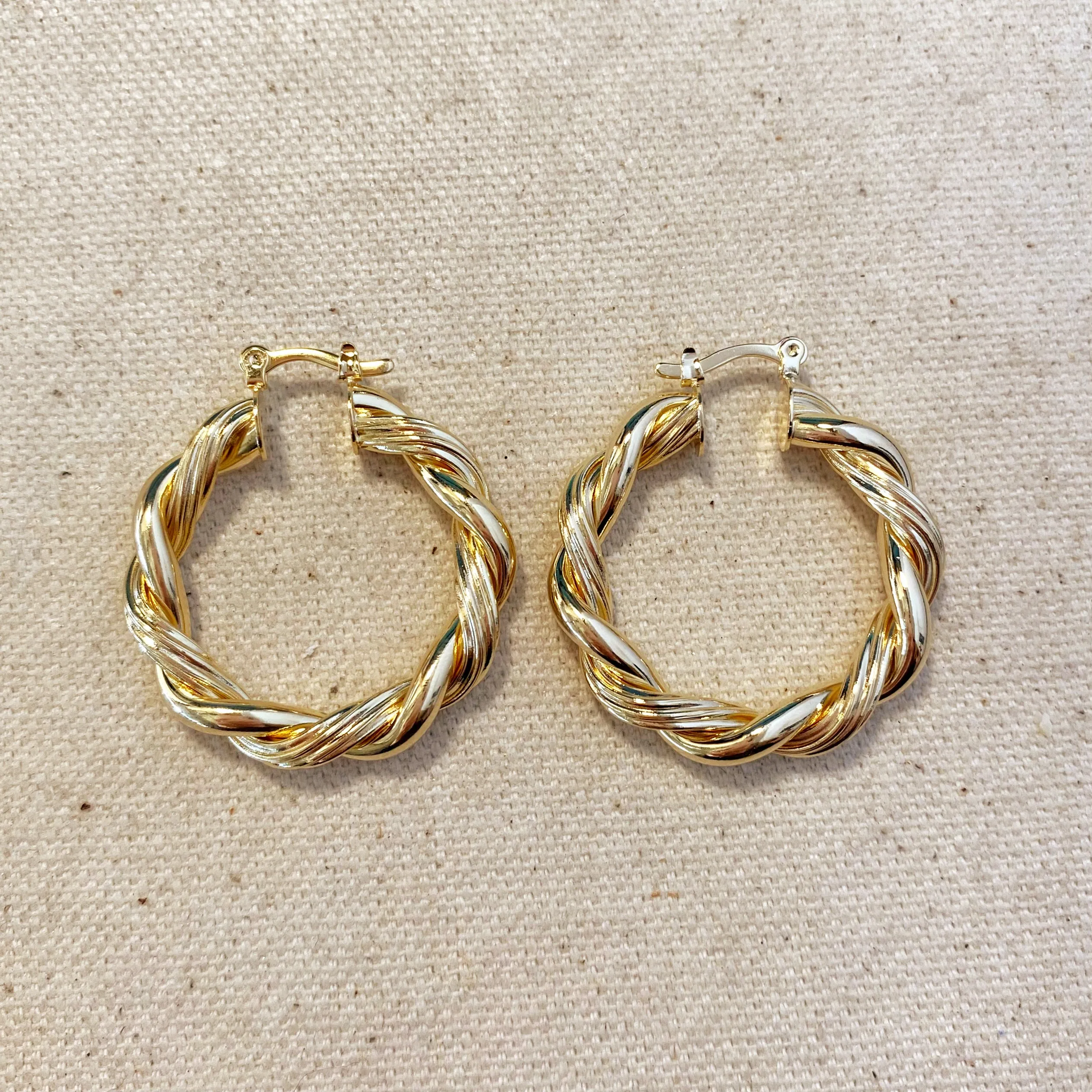 18k Gold Filled 30mm Double Twisted Tube Hoop Earrings