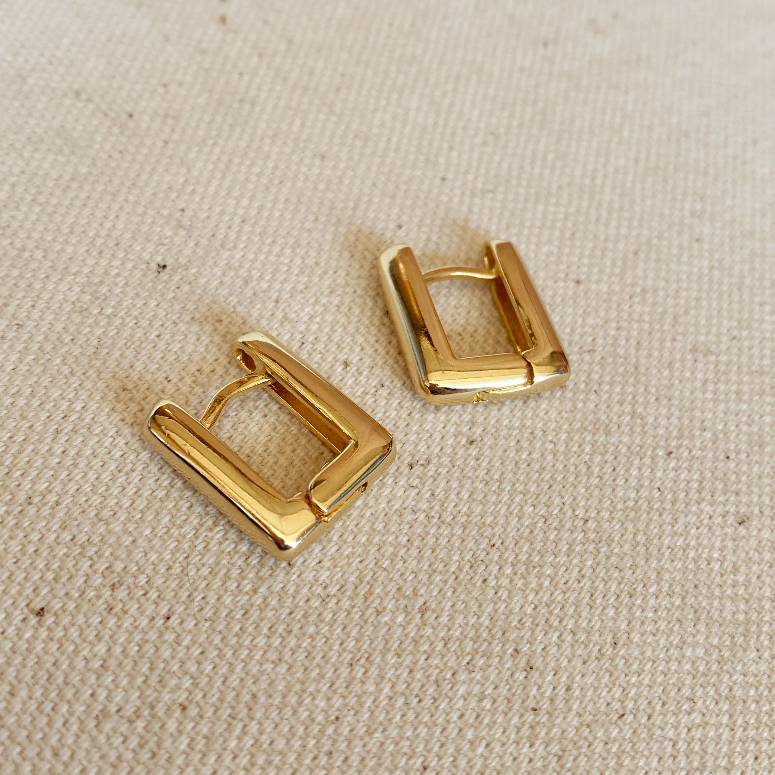 18k Gold Filled Rectangle Shaped Hoop Earrings