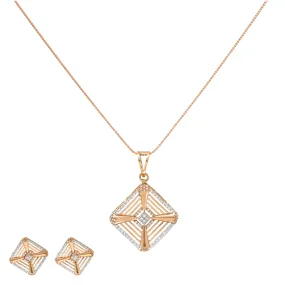 18K Rose Gold & CZ Necklace Set (13.8gm)