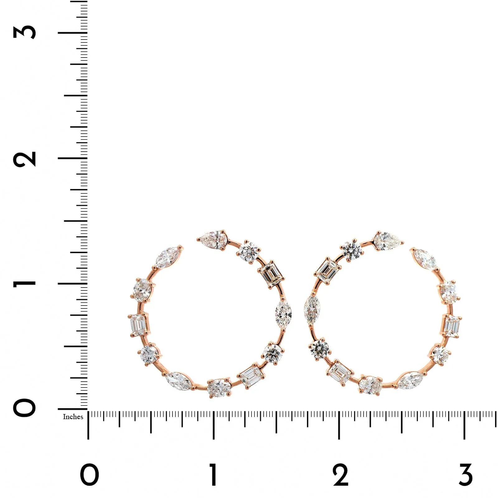 18K Rose Gold Diamond Hoop Earrings