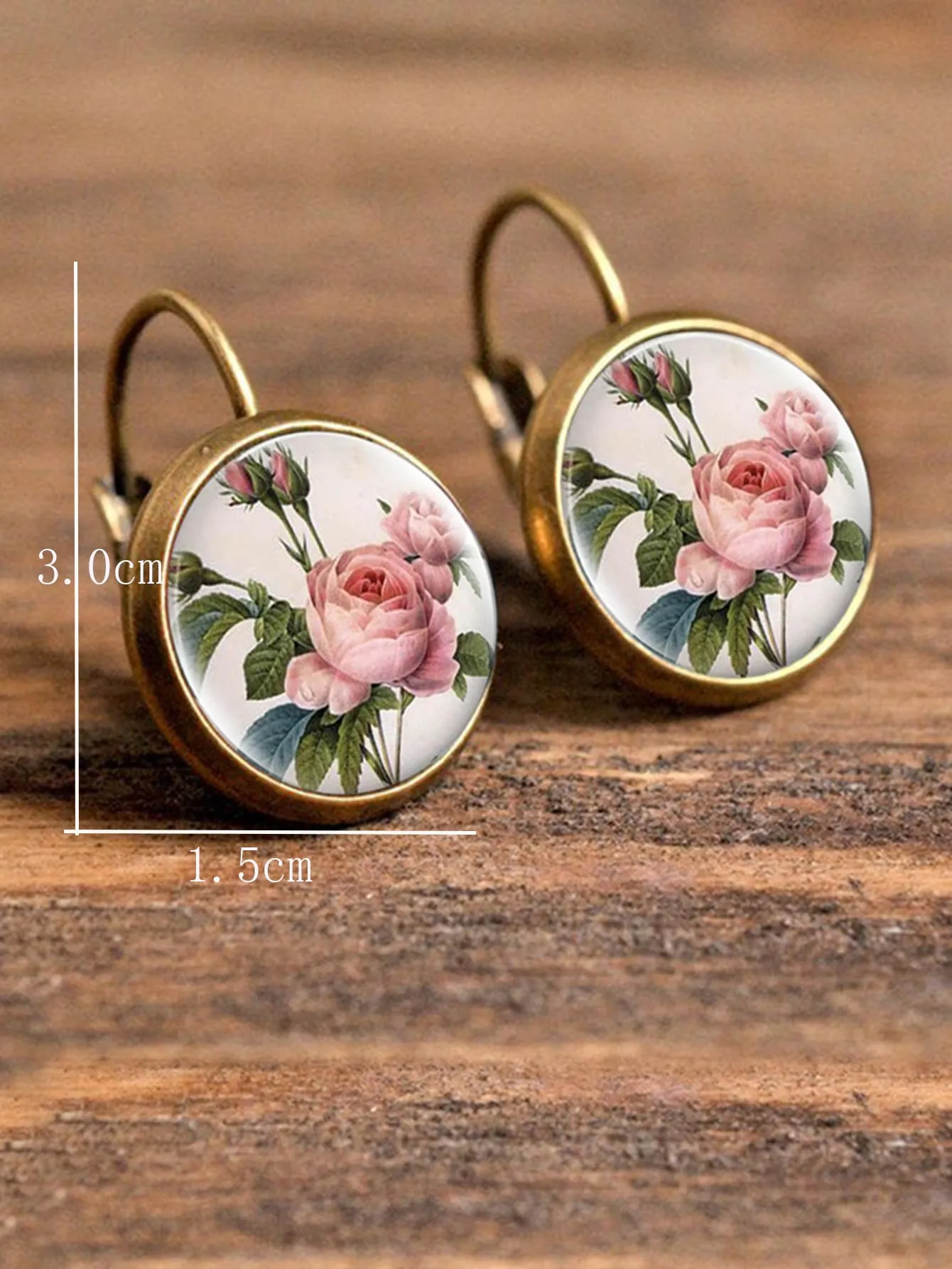 1pc Floral Print Earrings Copper Jewelry