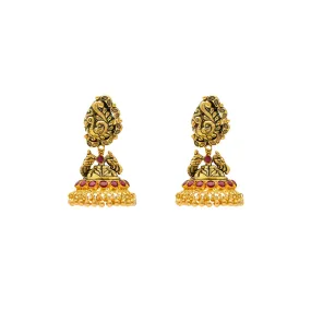 22K Antique Gold Jhumka Earrings (19.5gm)