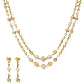 22K Multi-Tone Gold Beaded Jewelry Set (39.4gm)