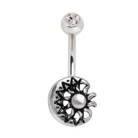 316L Stainless Steel Sun and Moon Navel Belly Ring