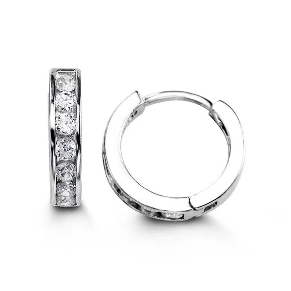 925 Sterling Silver Single Row CZ Huggies- 3 Sizes