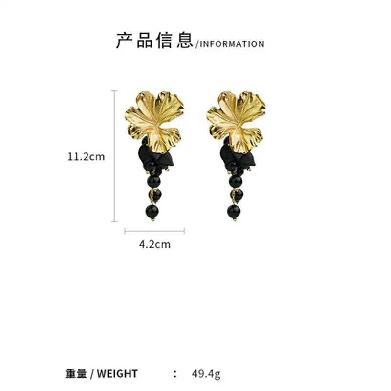 A6145 Big Metal Flower Charm Stud Earring Jewelry