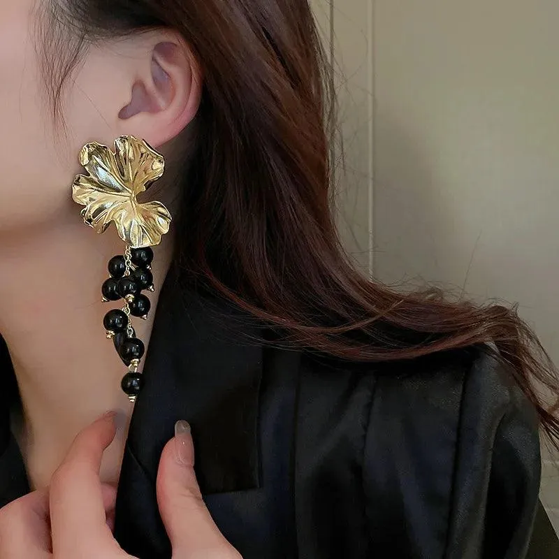 A6145 Big Metal Flower Charm Stud Earring Jewelry