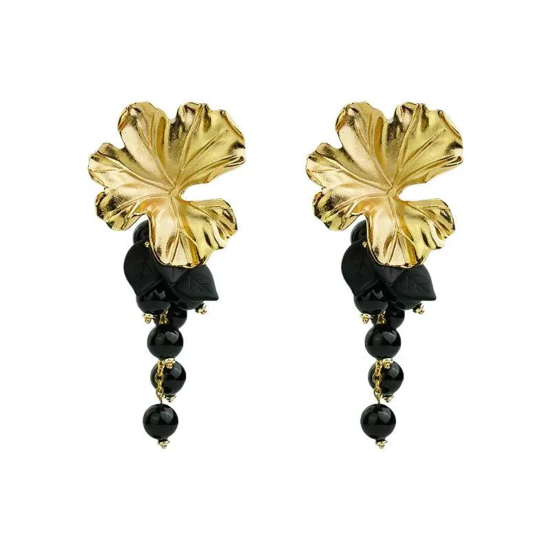 A6145 Big Metal Flower Charm Stud Earring Jewelry