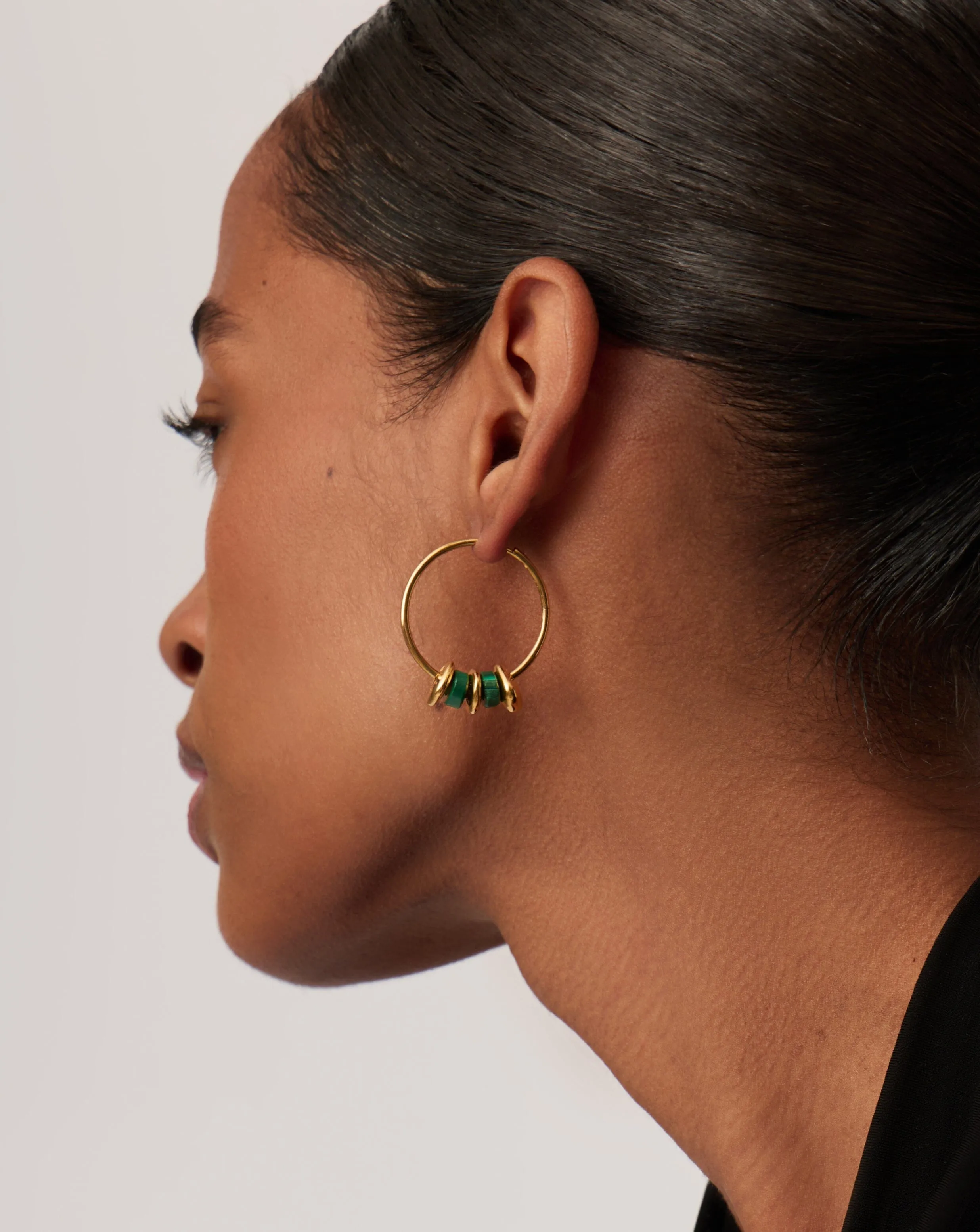 Abacus Beaded Medium Charm Hoop Earrings | 18ct Recycled Gold Vermeil on Recycled Sterling Silver