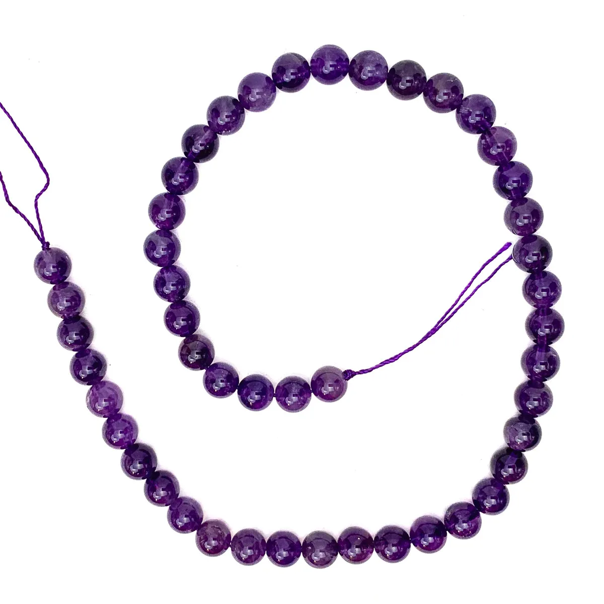 Amethyst X Fine 8mm Smooth Rounds Bead Strand