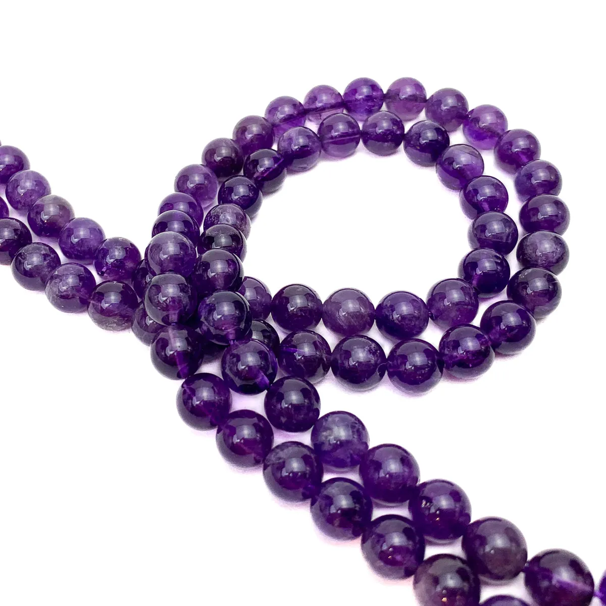 Amethyst X Fine 8mm Smooth Rounds Bead Strand