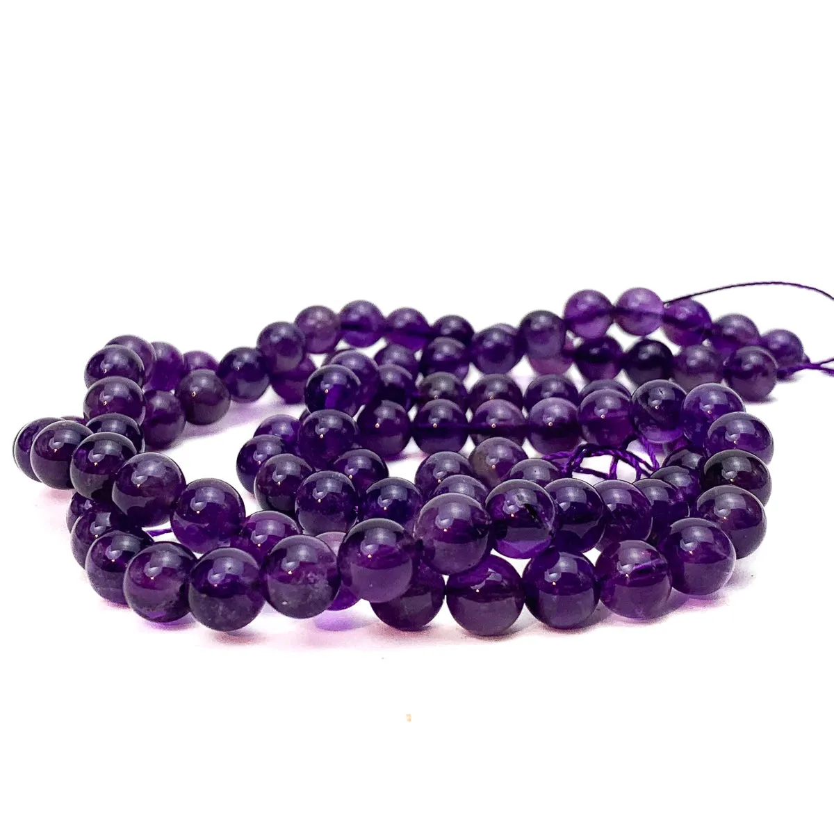 Amethyst X Fine 8mm Smooth Rounds Bead Strand