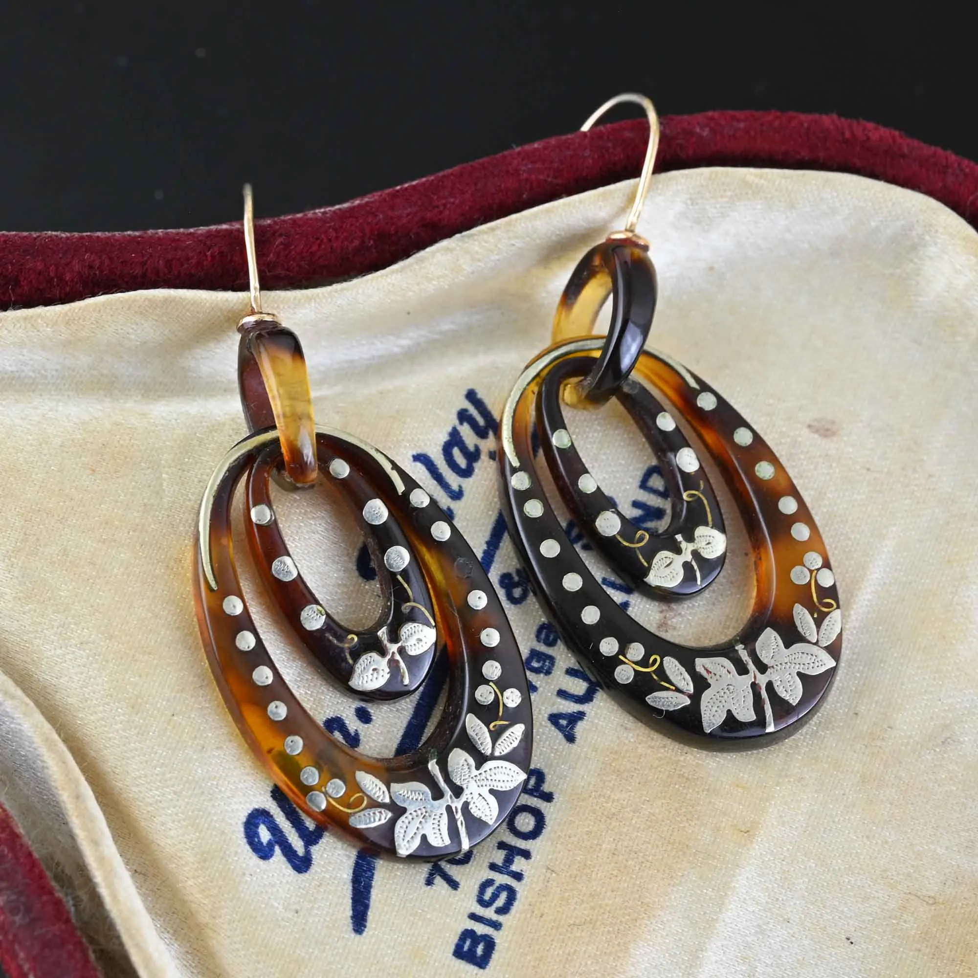 Antique Victorian Pique Double Hoop Earrings