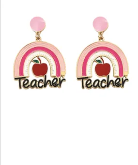 Appreciate A Teacher Pink Rainbow Earrings