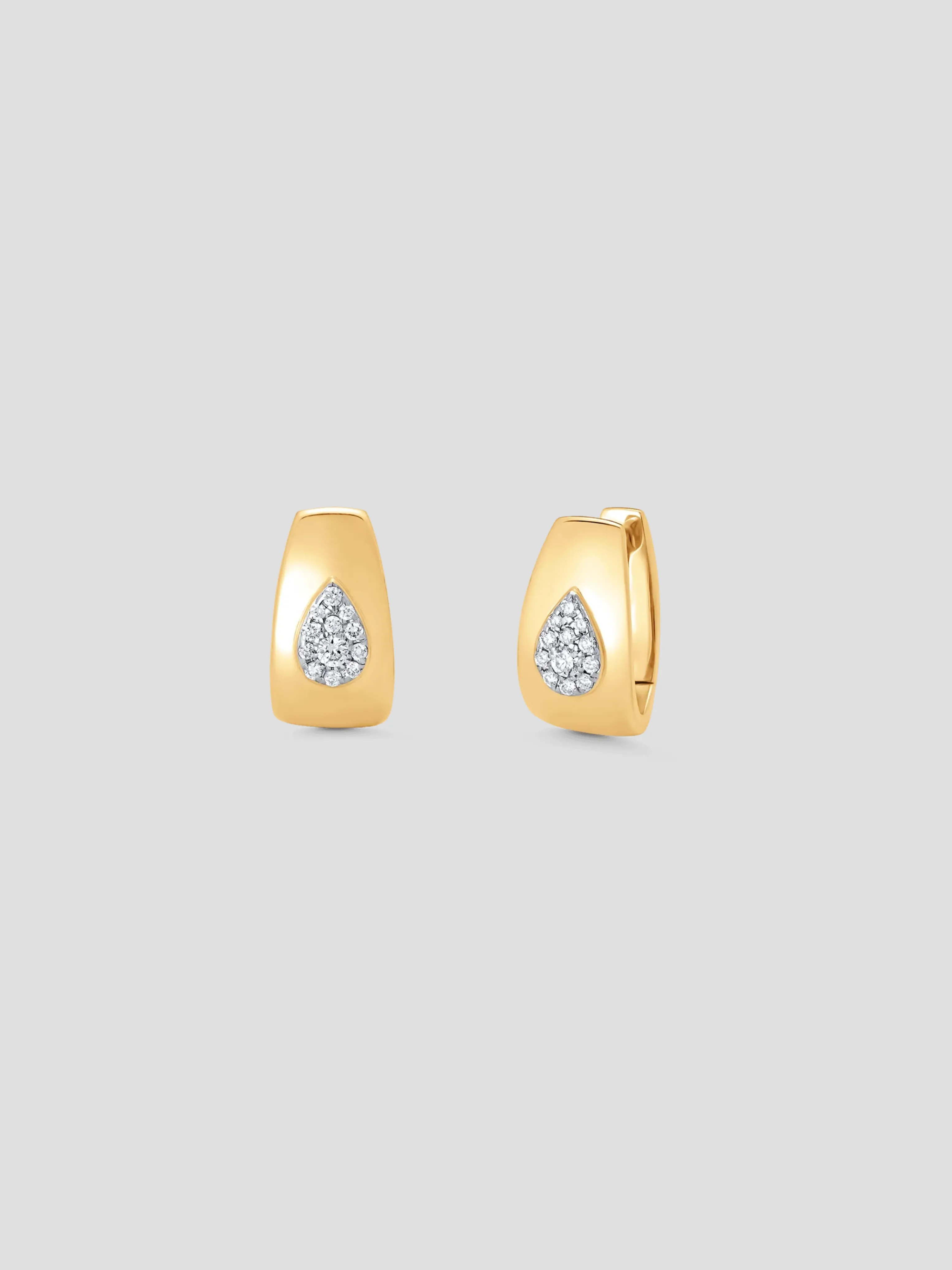 Aurora Yellow Gold White Diamond Pear Shape Huggy Earring