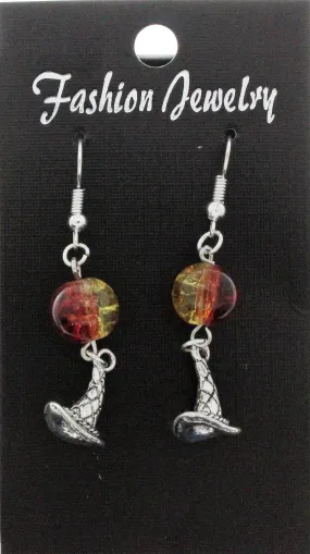 AVBeads Jewelry Charm Earrings Dangle Silver Hook Beaded Red Yellow Wizard Hat