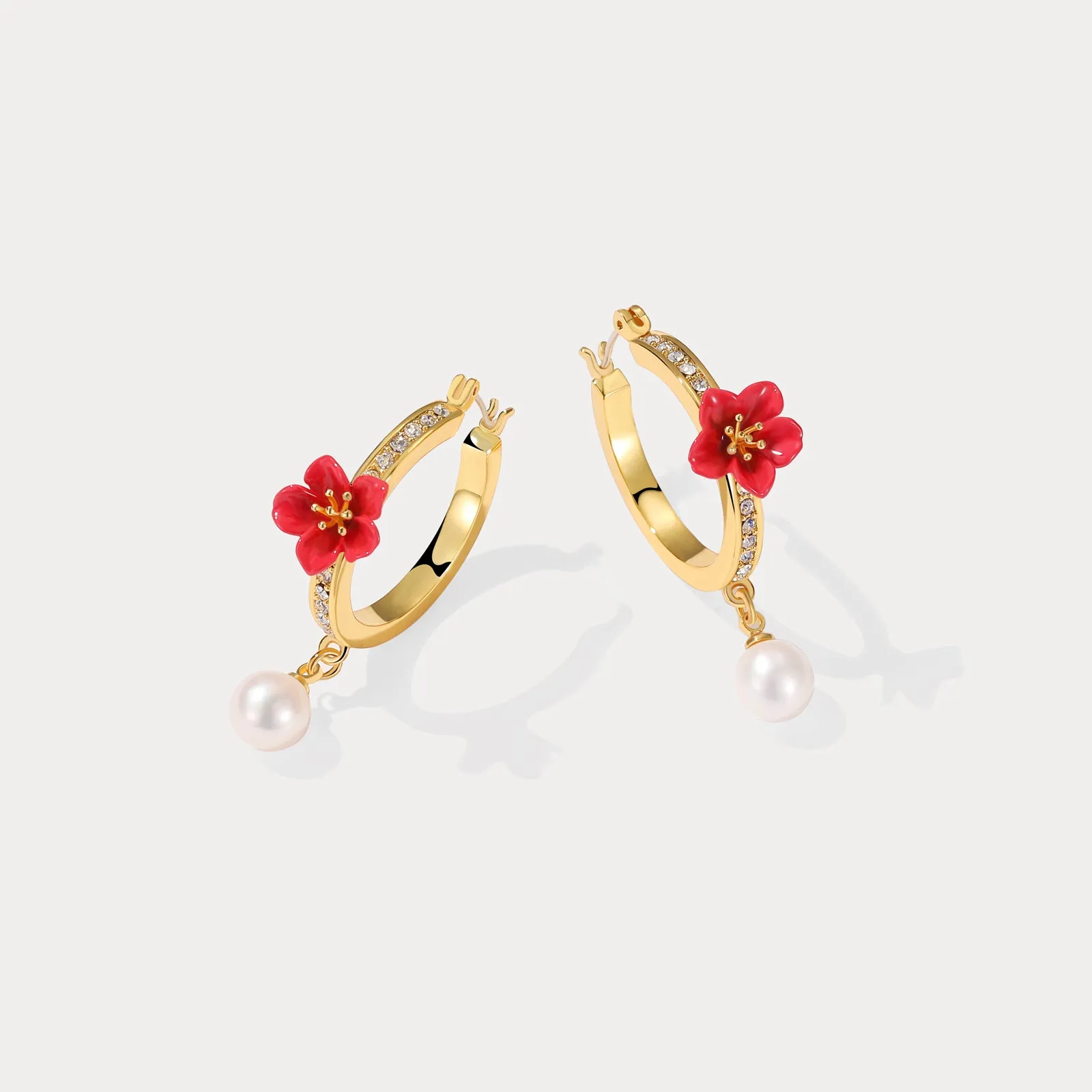 Begonia Flower Hoops Earrings