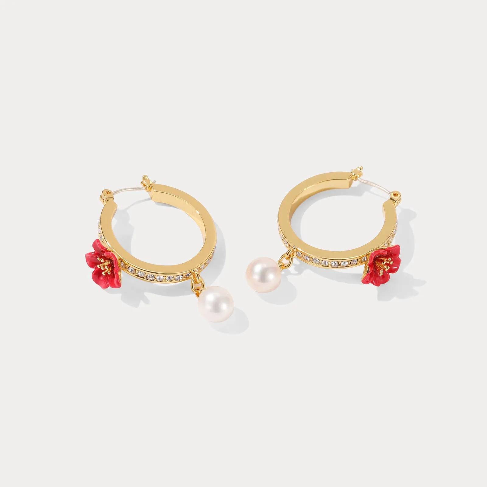 Begonia Flower Hoops Earrings