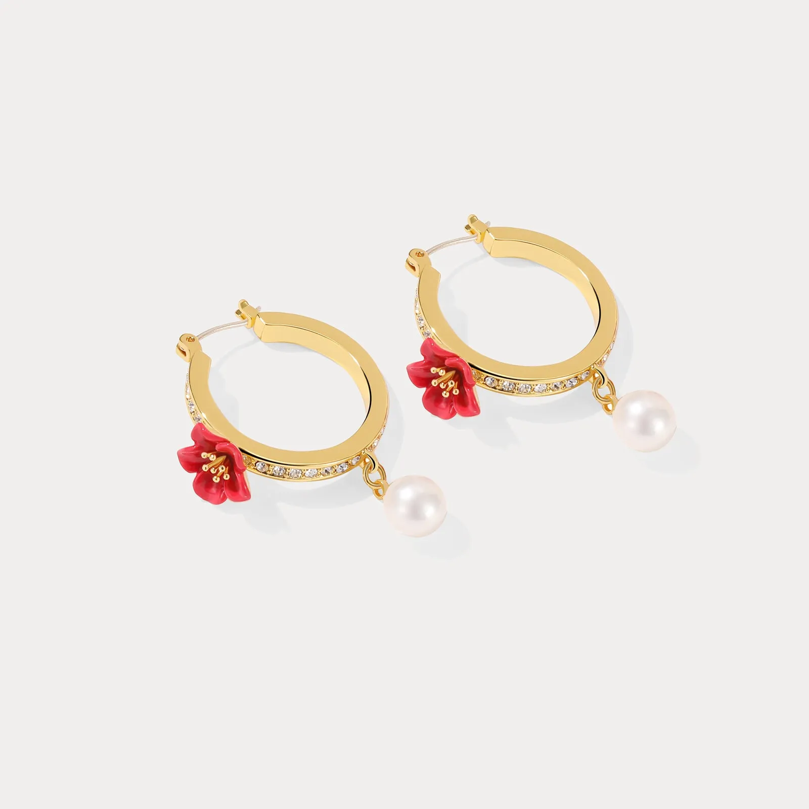 Begonia Flower Hoops Earrings