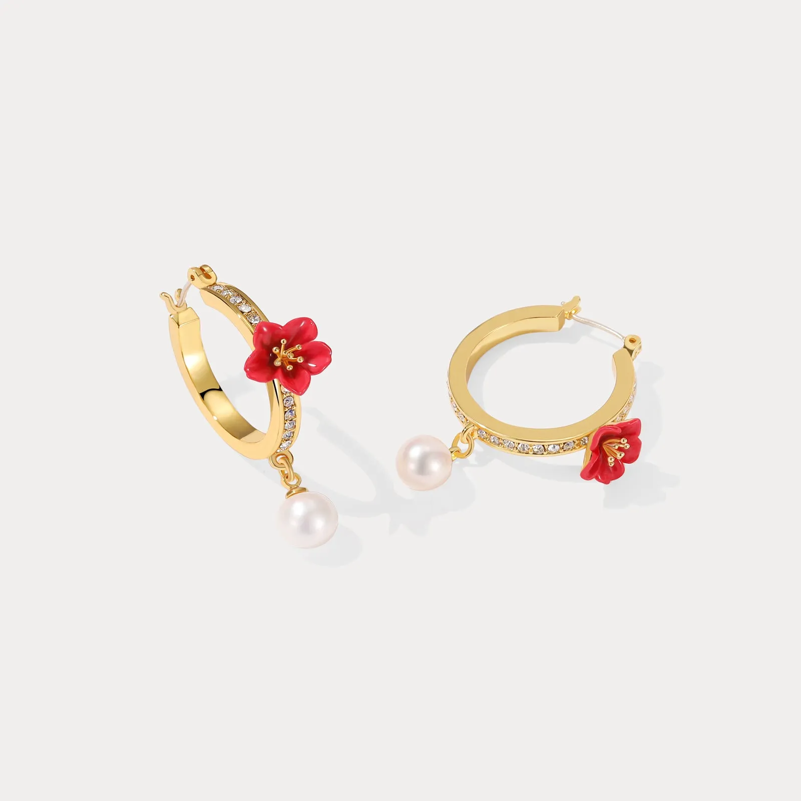 Begonia Flower Hoops Earrings