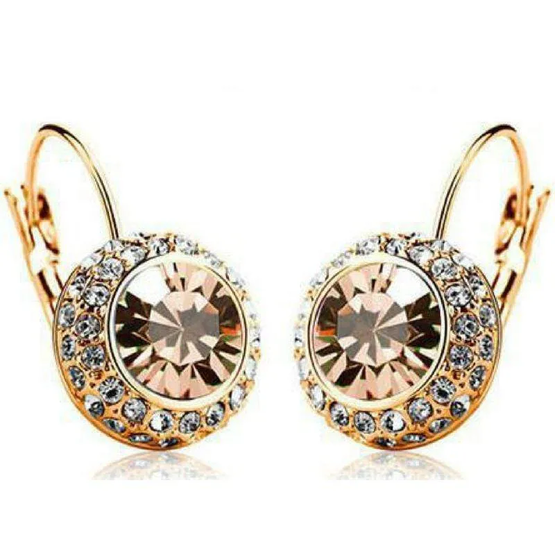 Bejeweled Gold Gem and Rhinestone Click Close Huggie Hoop Earrings