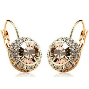 Bejeweled Gold Gem and Rhinestone Click Close Huggie Hoop Earrings