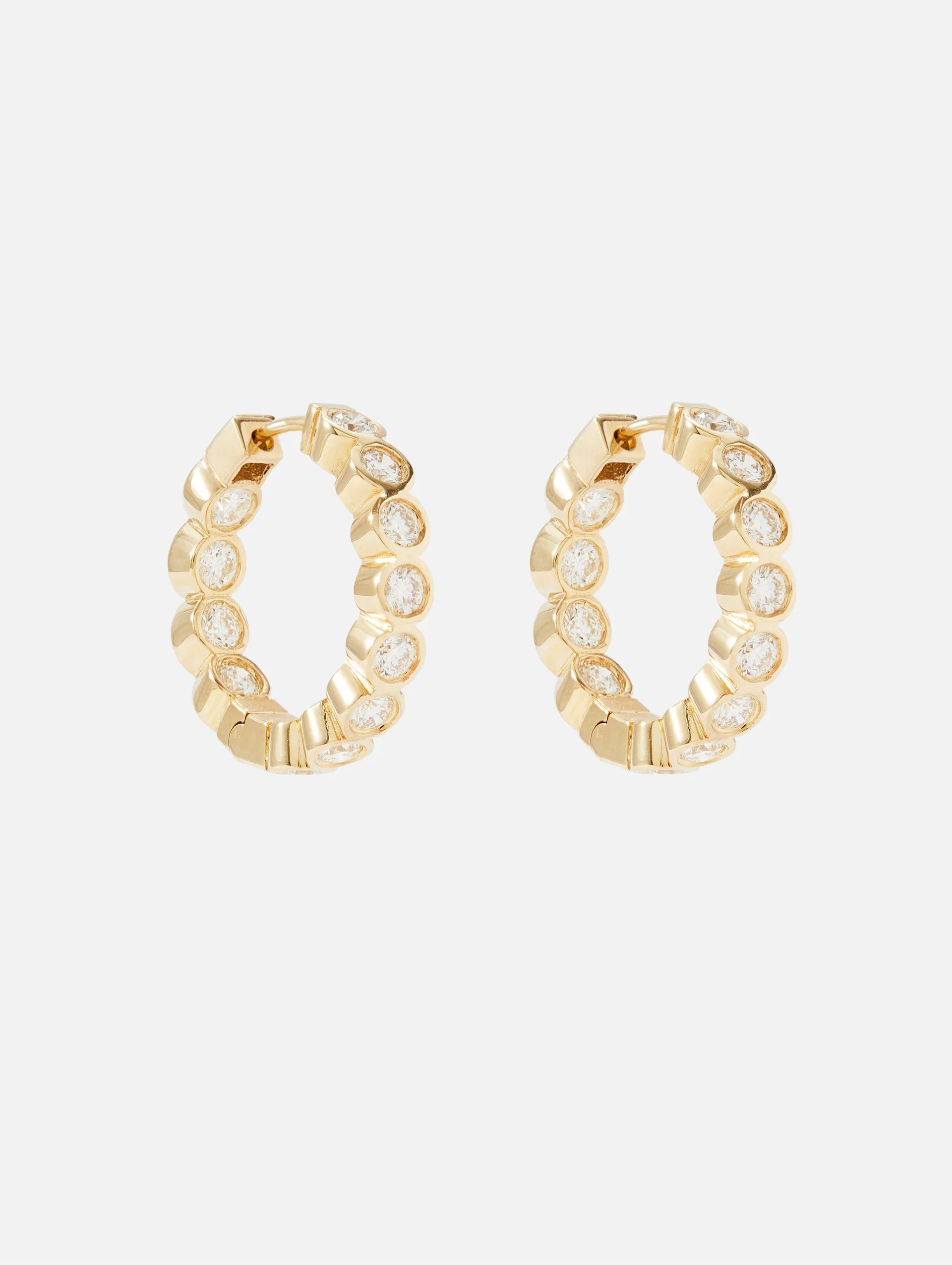 Bezel Diamond Hoops