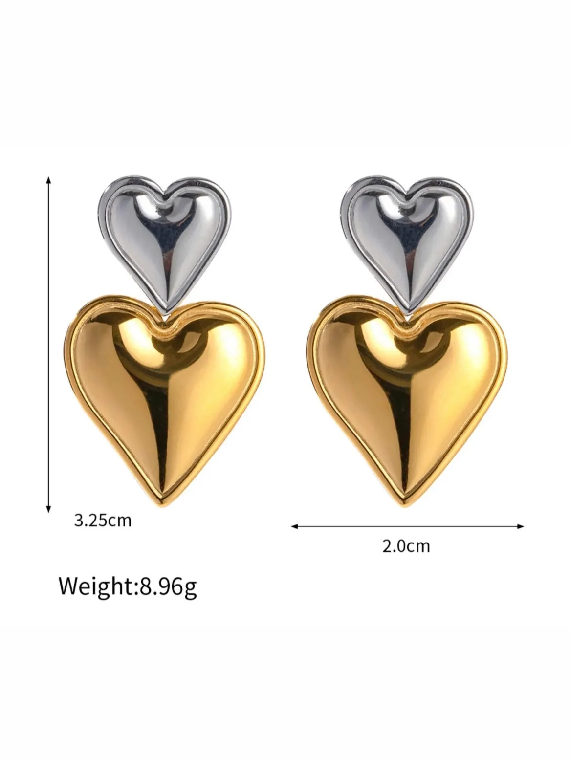 Bicolor hearts earrings