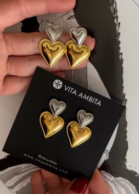 Bicolor hearts earrings