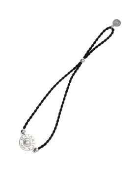 Black Braided Steel Bracelet for Women with 6mm Half Ball White Pearl, Adjustable 8.6 Length, Lipari Collection