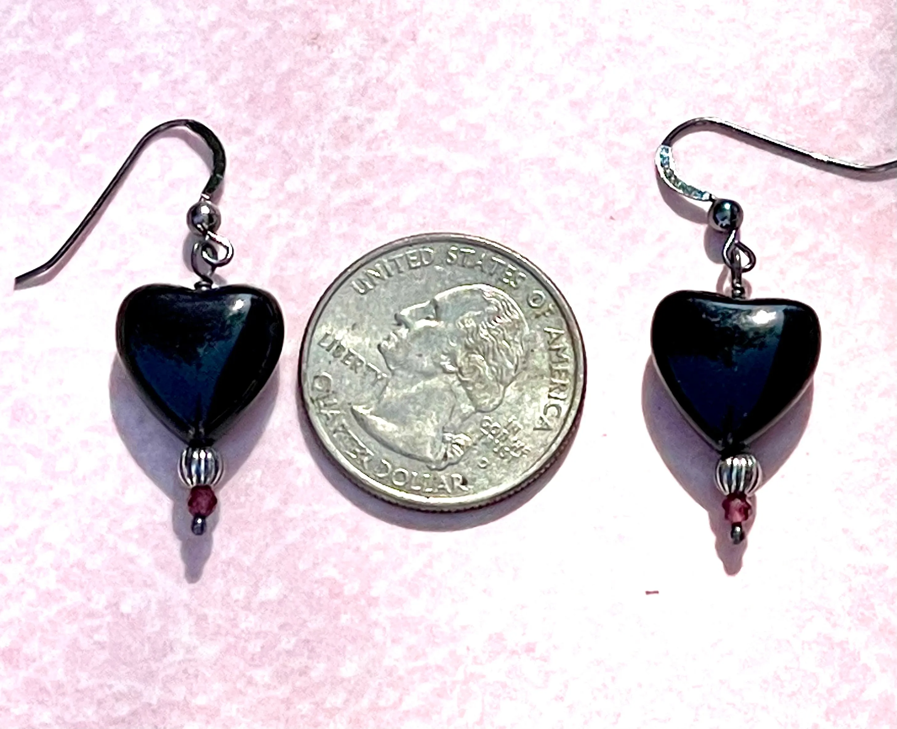 Black Heart Drop Dangle Earrings