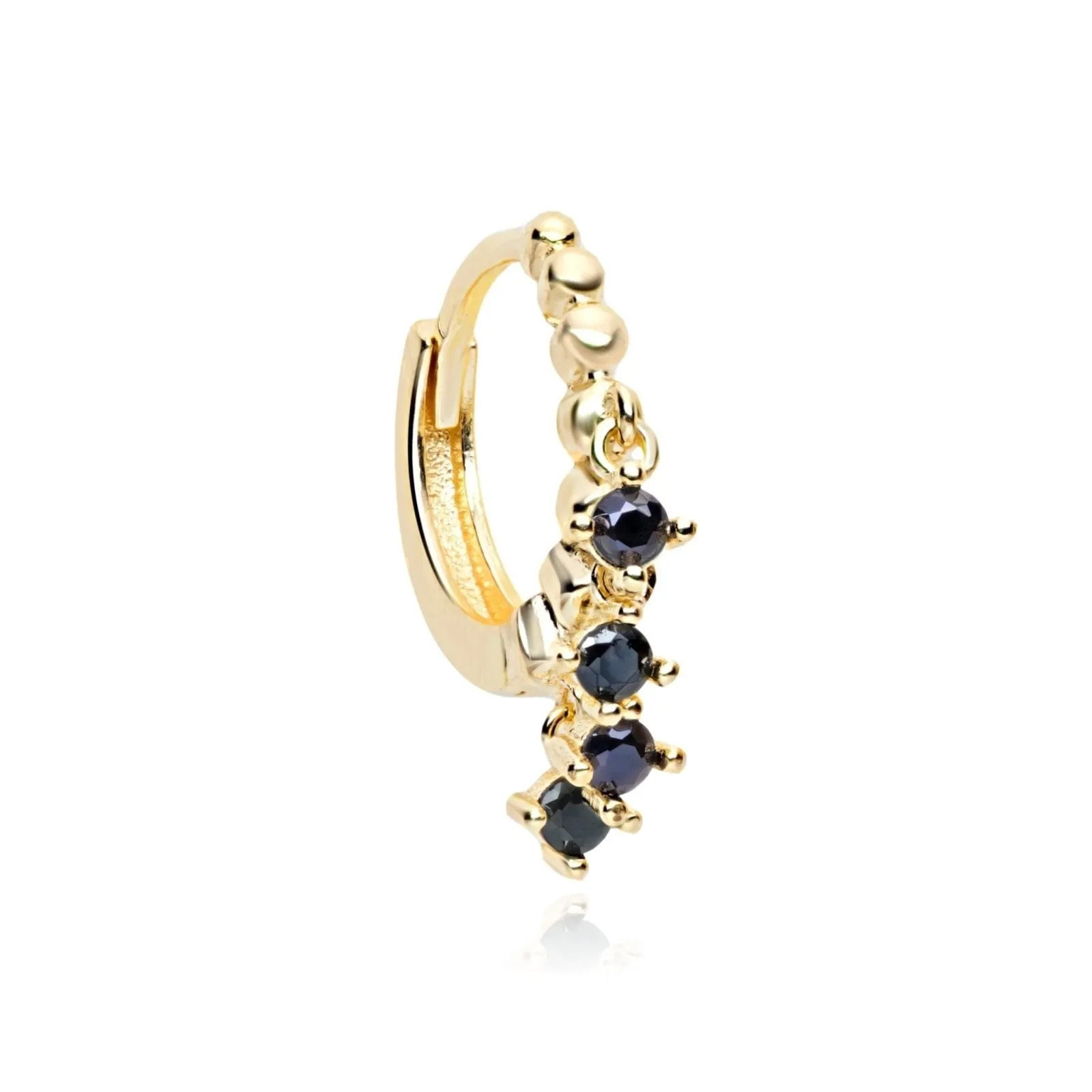 Black Onyx Bezel Drop Charm Hoops