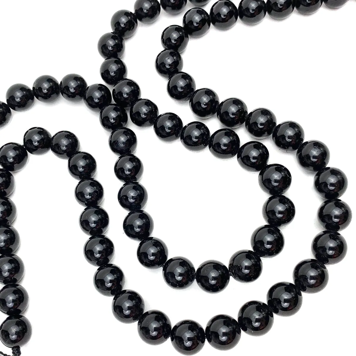 Black Tourmaline 10mm Smooth Rounds Bead Strand