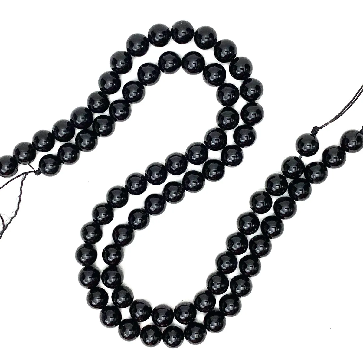 Black Tourmaline 10mm Smooth Rounds Bead Strand