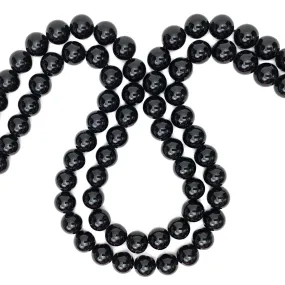 Black Tourmaline 10mm Smooth Rounds Bead Strand