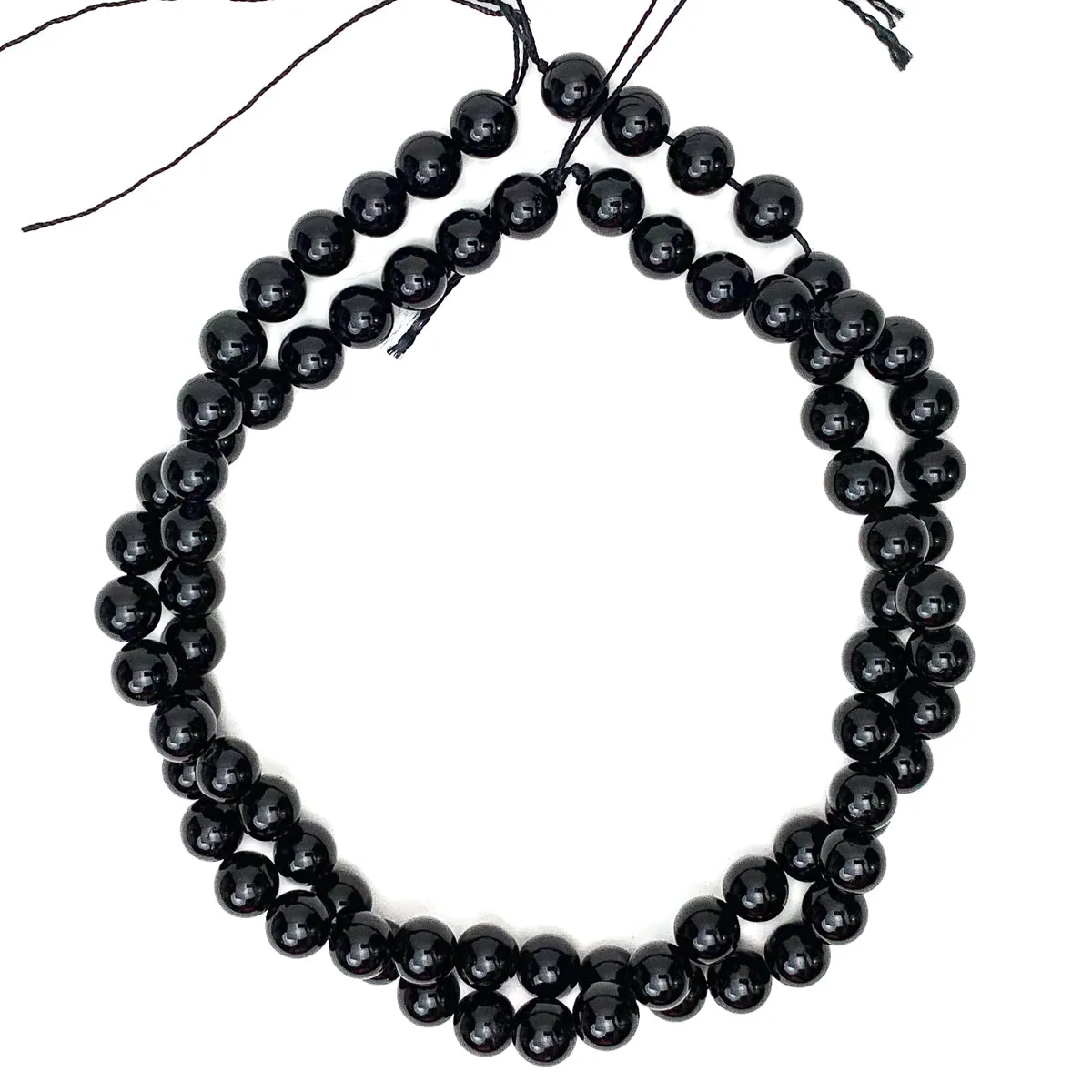 Black Tourmaline 10mm Smooth Rounds Bead Strand