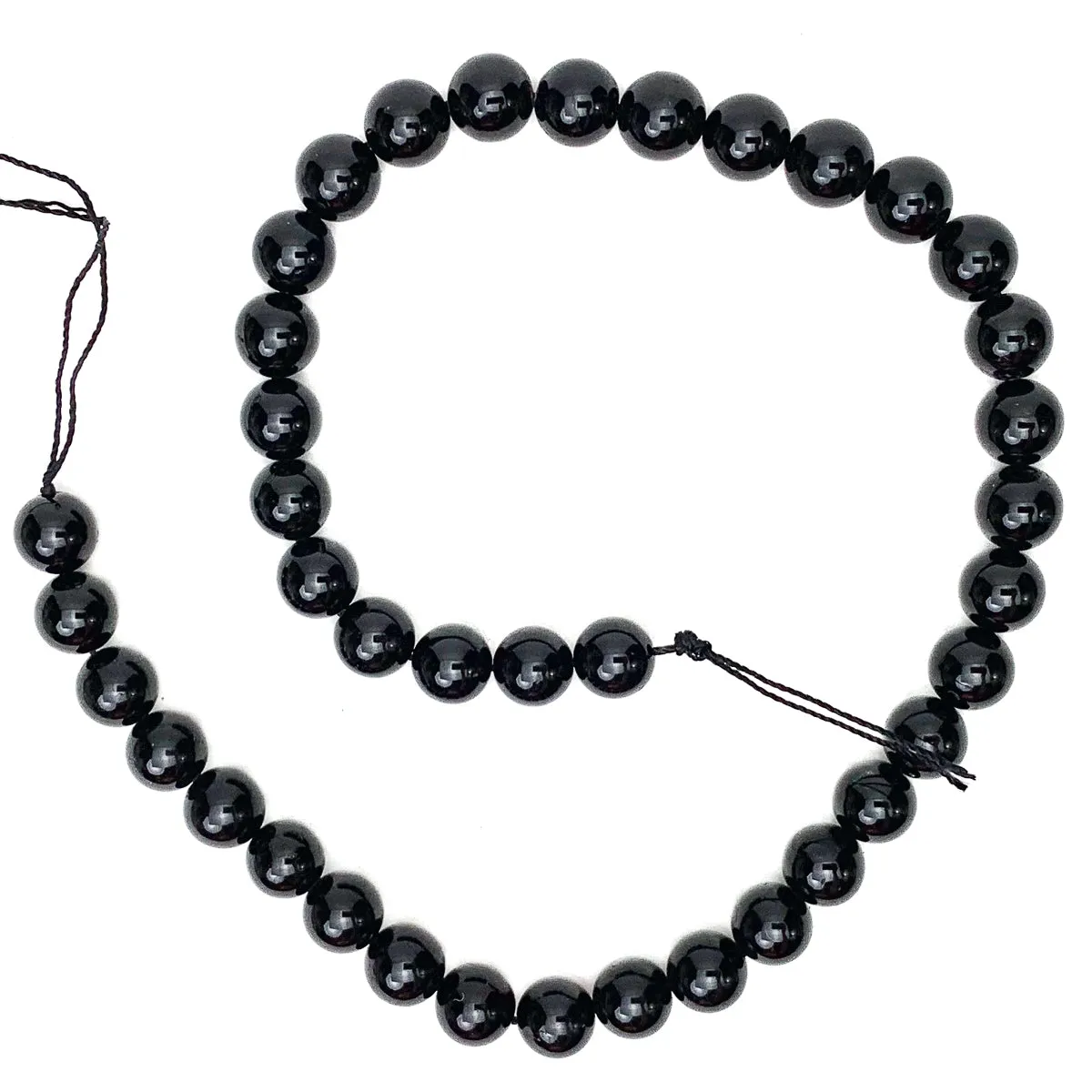 Black Tourmaline 10mm Smooth Rounds Bead Strand