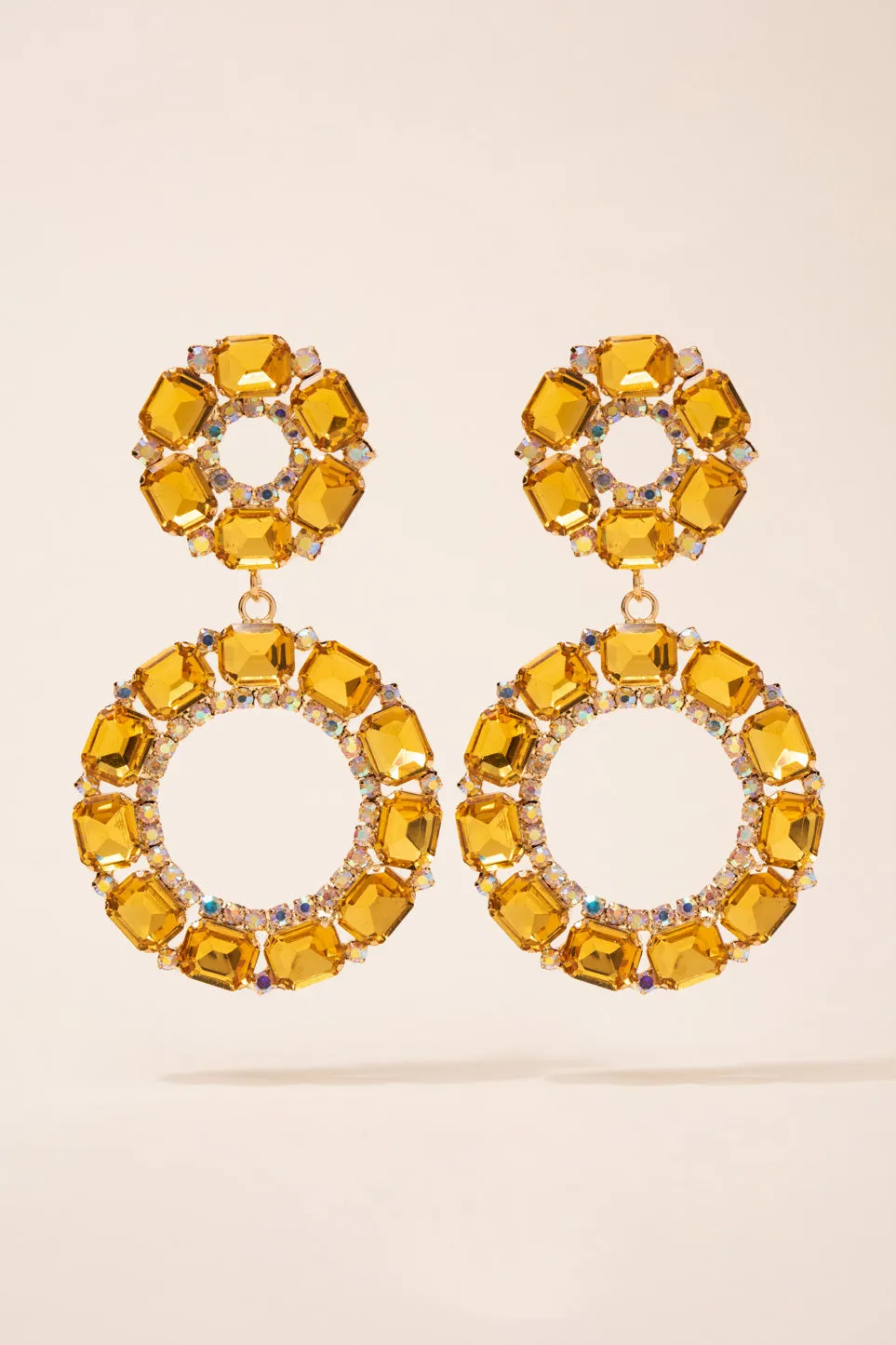 Brielle Circle Drop Rhinestone Earrings