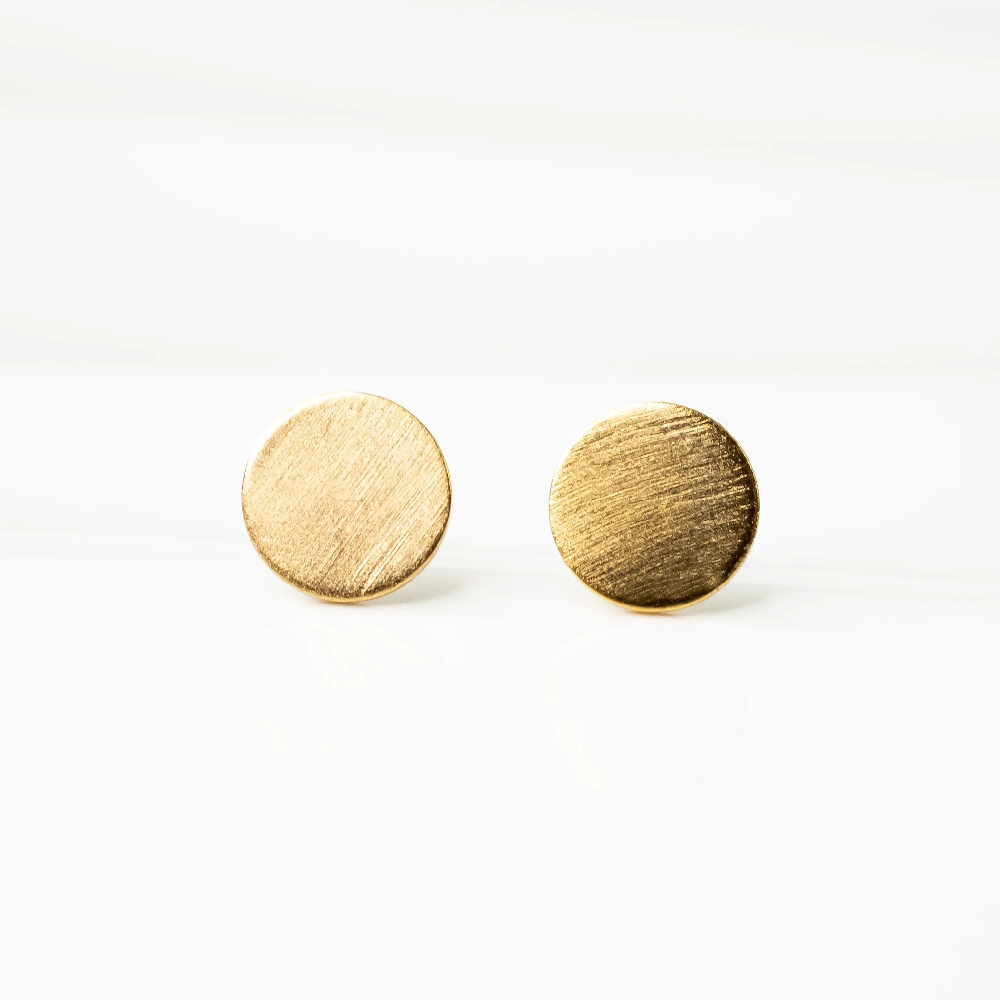 Brushed Circle Dot Stud Earrings