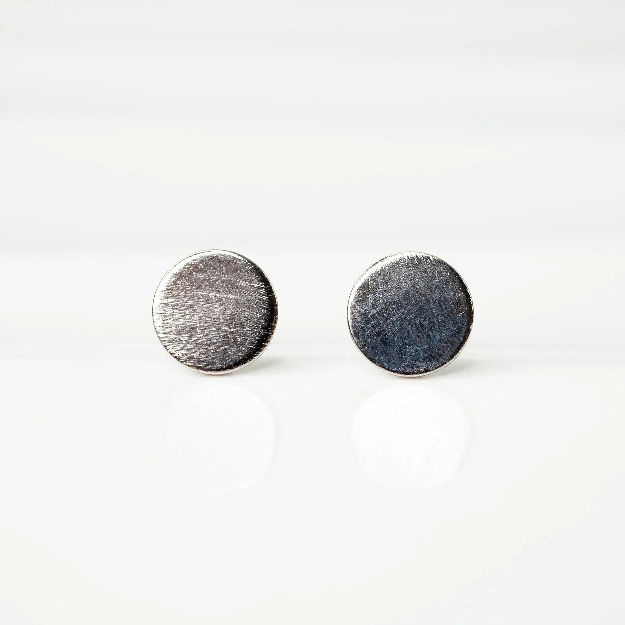 Brushed Circle Dot Stud Earrings