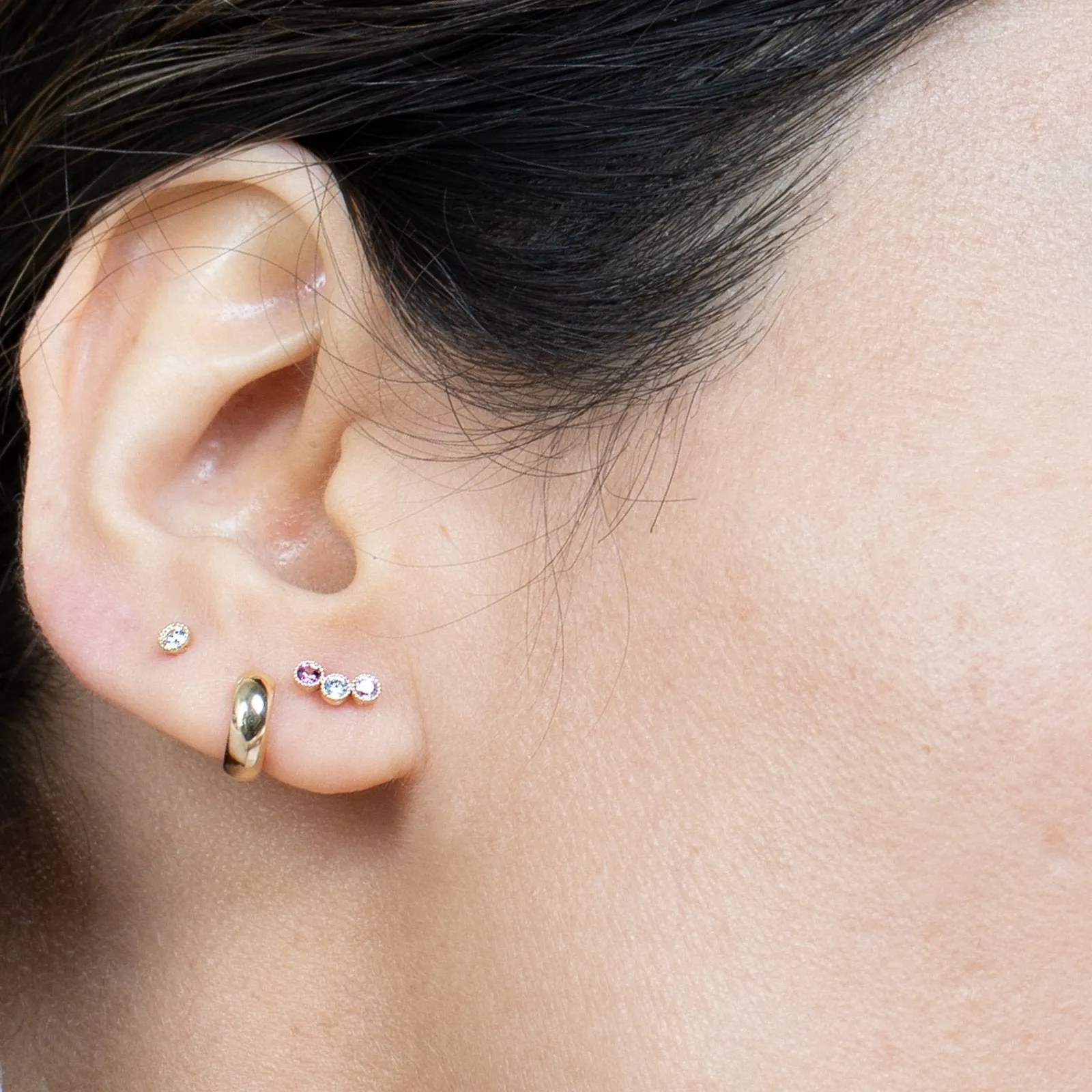 Bubble Hoop Illusion Ear Cuff Earring in Yellow Gold