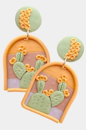 CACTUS CLAY DANGLE EARRINGS