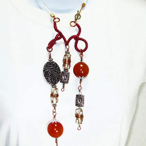 Calumina Beaded Wire Design Jewelry Necklace